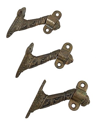 Set of Three Antique Aesthetic Style Cast Iron Handrail Brackets - Circa 1880