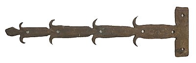 Antique Hand Forged Wrought Iron Dummy Fleur de Lis Strap Hinge Plate - Circa 1800