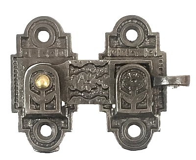 Pair of Antique Bronze and Cast Iron Interior Window Shutter or Blind Latches - Circa 1880