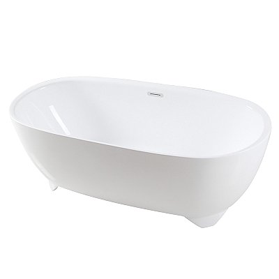 67-Inch Acrylic Double Ended Freestanding Tub with Drain, White