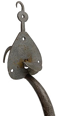 Antique Wrought Iron Suffolk Weeping Heart Thumb Latch Door Handle - Circa 1800