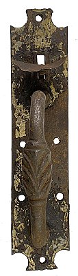 Antique Wrought Iron Scalloped Norfolk Thumb Latch Door Handle - Circa 1820