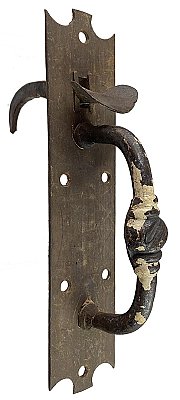 Antique Wrought Iron Scalloped Norfolk Thumb Latch Door Handle - Circa 1820
