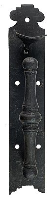 Antique Wrought Iron Rooster Comb Top Norfolk Thumb Latch Door Handle - Circa 1830