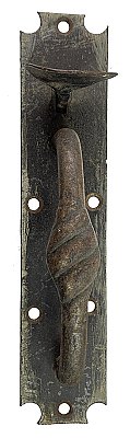Antique Wrought Iron Scalloped Norfolk Thumb Latch Door Handle - Circa 1830