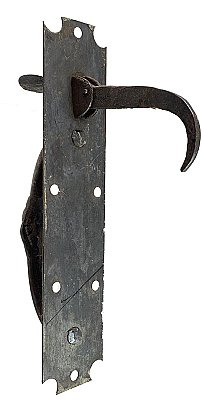 Antique Wrought Iron Scalloped Norfolk Thumb Latch Door Handle - Circa 1830