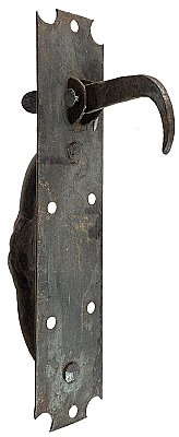 Antique Wrought Iron Scalloped Norfolk Thumb Latch Door Handle - Circa 1830
