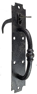 Antique Wrought Iron Scalloped Norfolk Thumb Latch Door Handle - Circa 1840