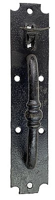 Antique Wrought Iron Scalloped Norfolk Thumb Latch Door Handle - Circa 1840