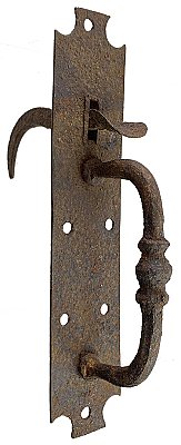 Antique Wrought Iron Scalloped Norfolk Thumb Latch Door Handle - Circa 1820