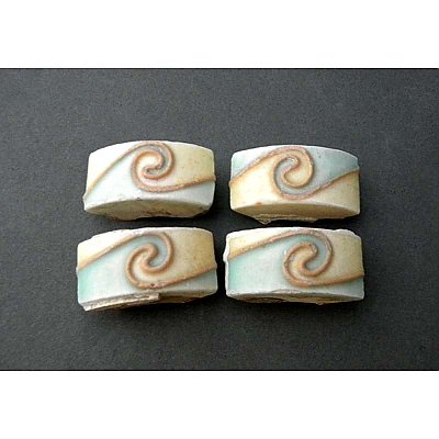 Antique Art Deco Wave Motif Border or Liner Tile Set