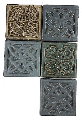 Set of 5 Vintage Irish Celtic Knot Ceramic Tiles - 3-1/2" x 3-1/2"