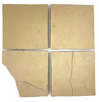 Antique Set of 4 Arts & Crafts Tan Fireplace Tiles - 5-3/8" x 5-3/8"