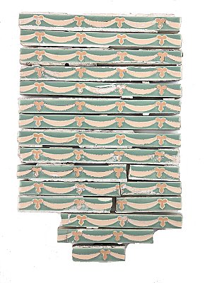 Antique Ribbon & Bow Motif Border / Liner 1/2" Tile Set - 1/2" x 6"