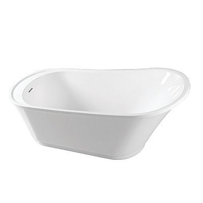 59-Inch Acrylic Single Slipper Freestanding Tub with Drain, White