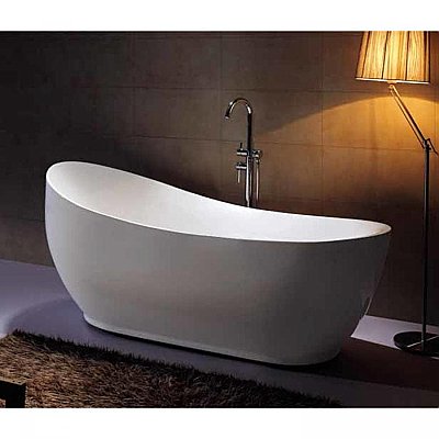 Aqua Eden 70-Inch Acrylic Freestanding Tub with Drain - White