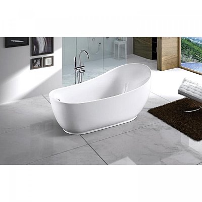 Aqua Eden 70-Inch Acrylic Freestanding Tub with Drain - White