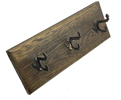 Antique Cast Iron Eastlake Style Coat Hooks on Oak Backplate - Circa 1880