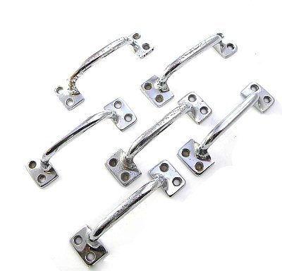 Antique Set of 6 Chrome Window Sash Lifts