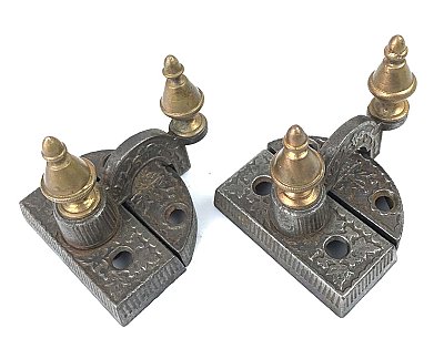 Pair of Antique Iron & Bronze Aesthetic Steeple Tip Window Sash Locks Circa 1870