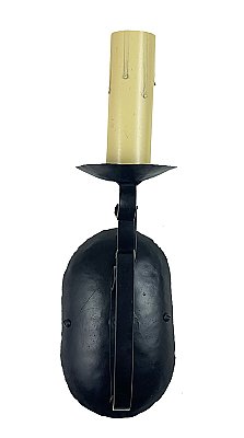 Pair of Primitive Black Iron Colonial Revival Wall Sconces Lights - Circa 1920