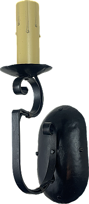 Single Primitive Black Iron Colonial Revival Wall Sconce Light - Circa 1920