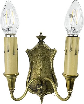 Antique Brass Colonial Revival Double Arm Wall Sconce - Circa 1920