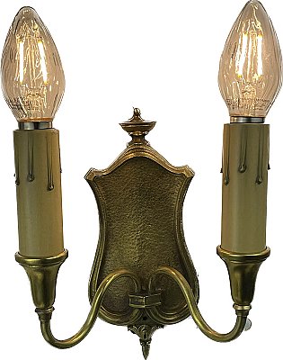 Antique Brass Colonial Revival Double Arm Wall Sconce - Circa 1920