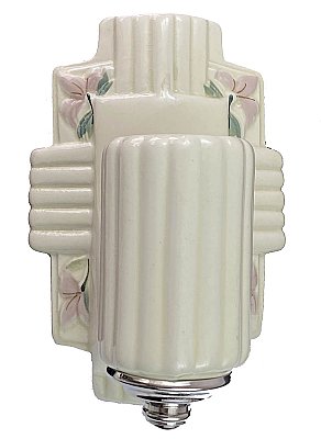 Antique Art Deco and Floral Porcelain Wall Sconce - Circa 1930