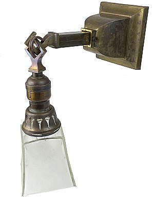 Antique Arts & Crafts Wrought Brass Wall Sconce - Circa 1910