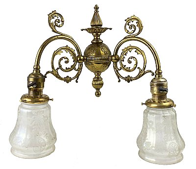 Antique Victorian Wrought Brass Wall Sconce - Circa 1900