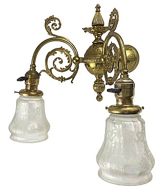 Antique Victorian Wrought Brass Wall Sconce - Circa 1900