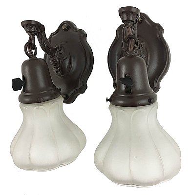 Pair of Antique Dark Bronze Wall Sconces - Circa 1910