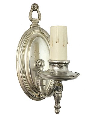 Single Antique Silverplate Colonial Revival Wall Sconce - Circa 1920