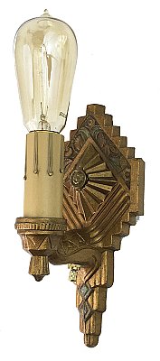 Antique Polychrome Cast Metal Art Deco Wall Sconce - Circa 1920