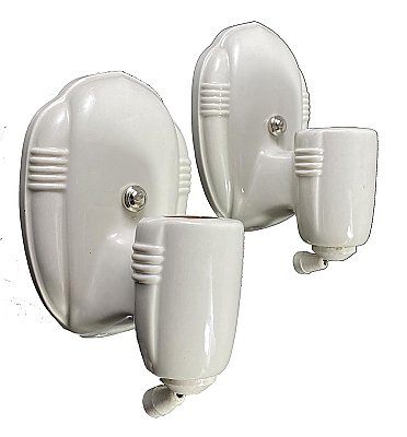 Antique Pair of Art Deco Porcelain Wall Sconces Lights - Circa 1930