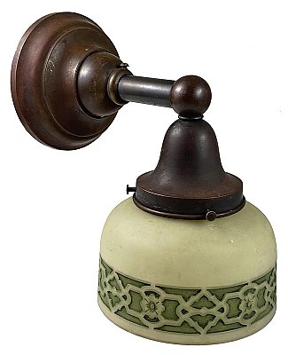 Antique Wrought Bronze Arts & Crafts Style Wall Sconce by Bradley & Hubbard - Circa 1910