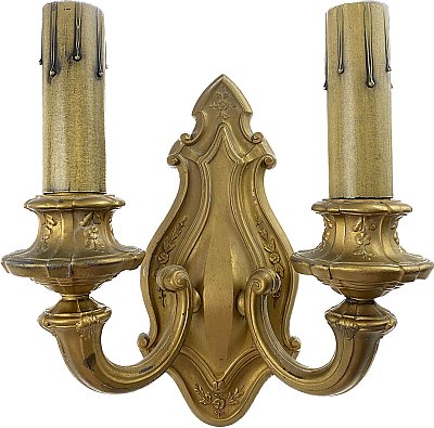 Antique Cast Bronze Double Arm Wall Sconce by Lion - Circa 1910