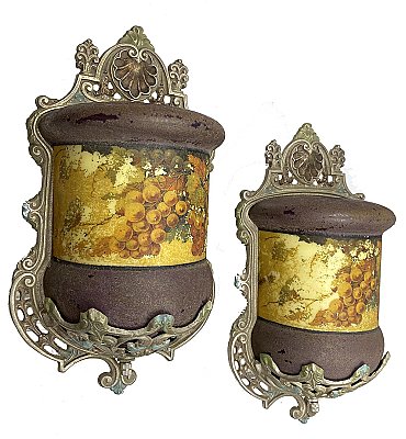Pair of Rare Antique Slip Shade Wall Sconces by Gill Glass & Fixture Company - Circa 1930