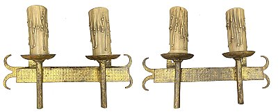 Antique Cast Iron Gothic Revival Sconce Pair - Circa 1920