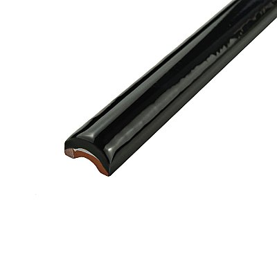 Santorini Nero 7/8" x 7-7/8" Torello Ceramic Trim Tile  - Black - Per Piece - .11 Square Feet