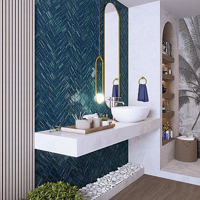 Joliet Prisma Sapphire 3" x 12" Ceramic Wall Tile -42 Tiles Per Case - 10.92 Sq. Ft.