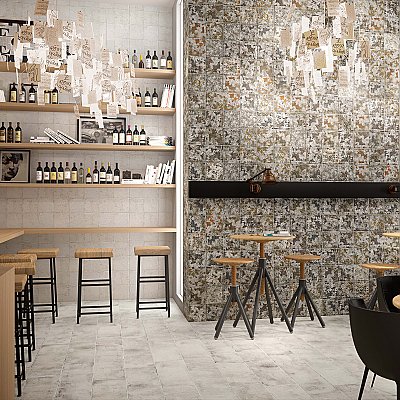 Aevum Dark Ornato 7-7/8" x 7-7/8" Ceramic Tile - Per Case of 21 Tile - 9.24 Sq. Ft. Per Case