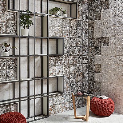 Aevum Dark Ornato 7-7/8" x 7-7/8" Ceramic Tile - Per Case of 21 Tile - 9.24 Sq. Ft. Per Case