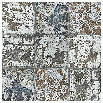 Aevum Dark Ornato 7-7/8" x 7-7/8" Ceramic Tile - Per Case of 21 Tile - 9.24 Sq. Ft. Per Case