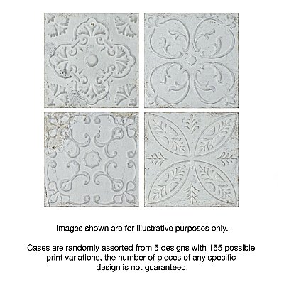 Aevum White Ornato 7-7/8" x 7-7/8" Ceramic Tile - Per Case of 21 Tile - 9.24 Sq. Ft. Per Case