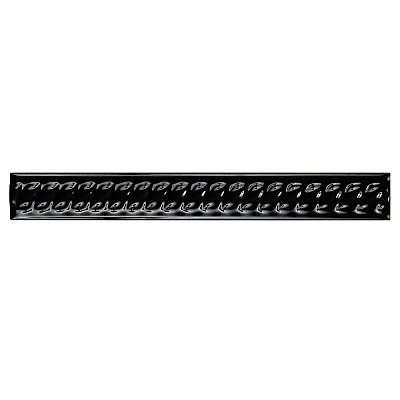 Trenza Nero Moldura 1" x 7-7/8" Ceramic Rope Pencil Wall Trim Tile - Sold by the individual piece