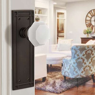 Complete Door Set - Featuring Meadows Plate with Waldorf White Milk Glass Knob