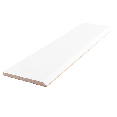Battiscopa Glossy White 3" x 13" Ceramic Wall Bullnose Trim Tile - Sold by the individual piece