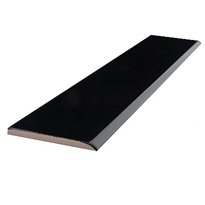 Battiscopa Glossy Black 3" x 17-3/4" Ceramic Wall Bullnose Trim Tile - Sold by the individual piece